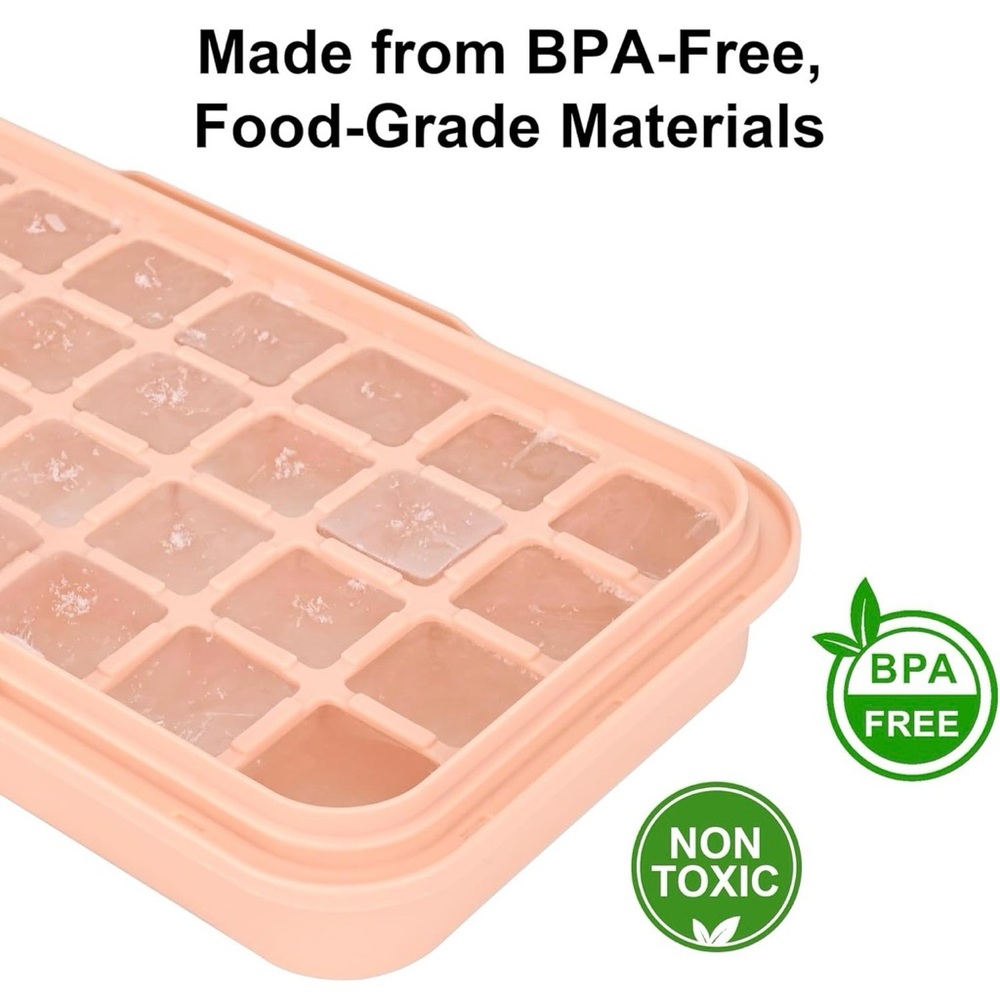 Silicone Square Ice Cube Tray (32pcs) 1” Cubes Plastic Storage Box and Scoop EUC - Picture 2 of 5